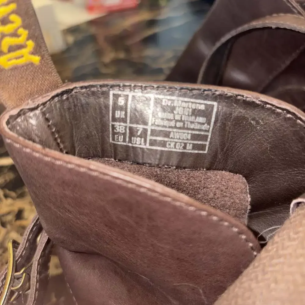 Dr. Martens Teresa Brown Leather Buckle Ankle Boots - Picture 4 of 6